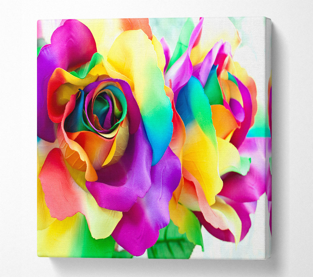  A Canvas Print of Multi Coloured Roses Close Canvas Art