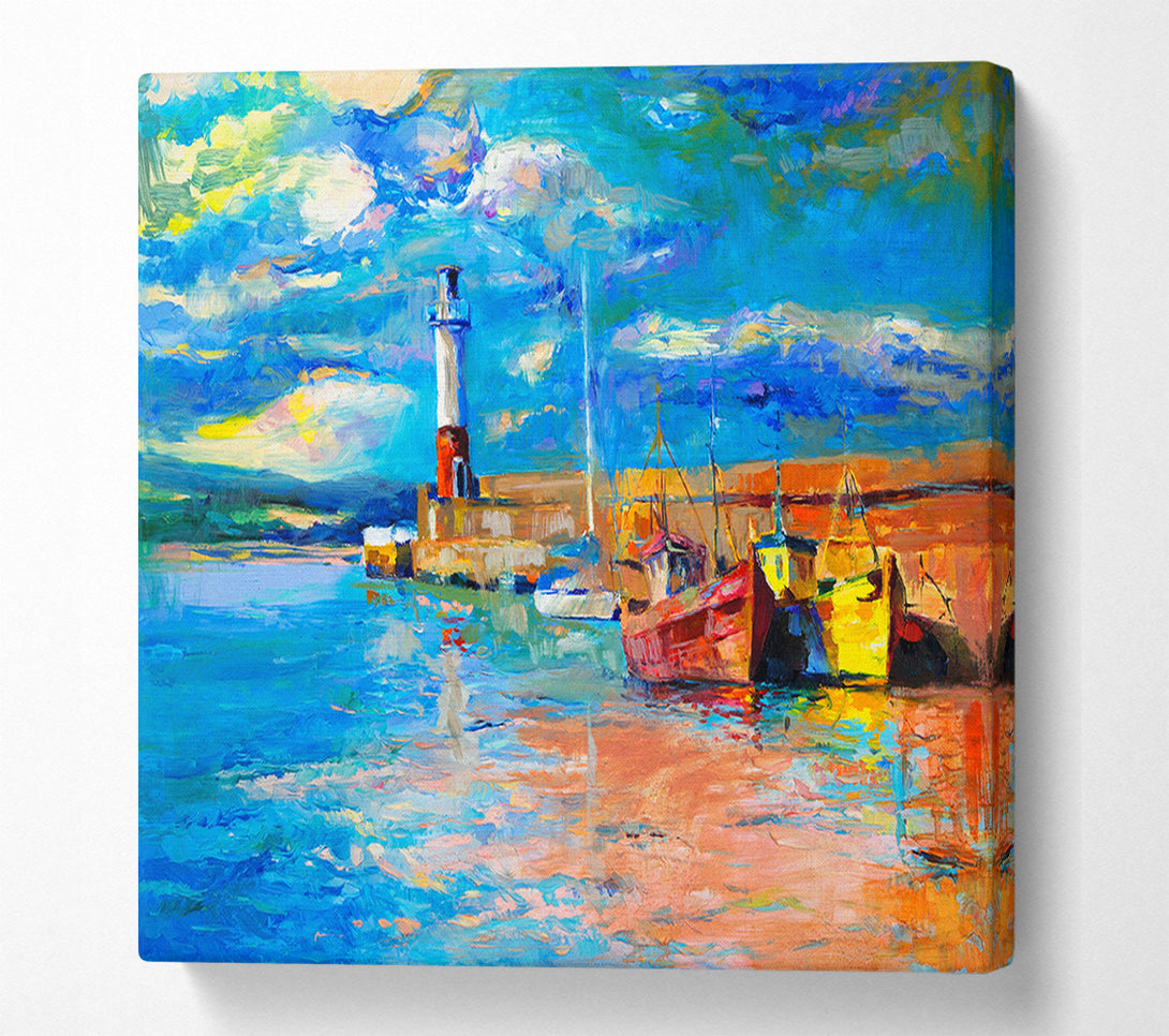  A Canvas Print of The Lighthouse Coastal Town Canvas Print