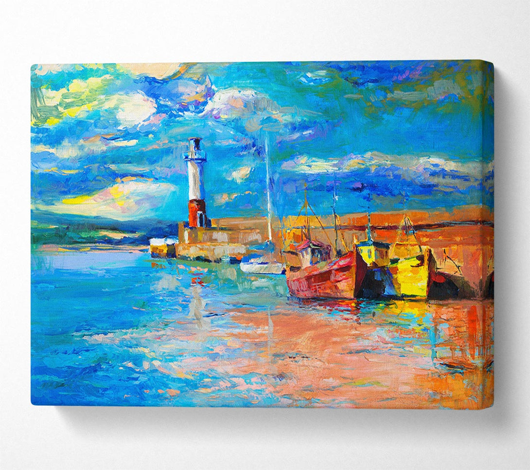  A Canvas Print of The Lighthouse Coastal Town Canvas Print