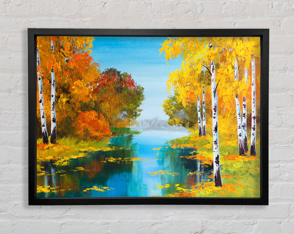 The Orange Birch Leaves Framed Print