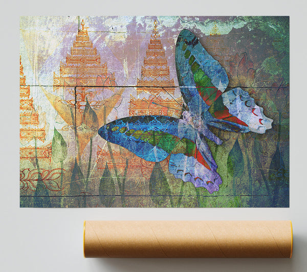 The Vivid Butterfly Grunge Poster