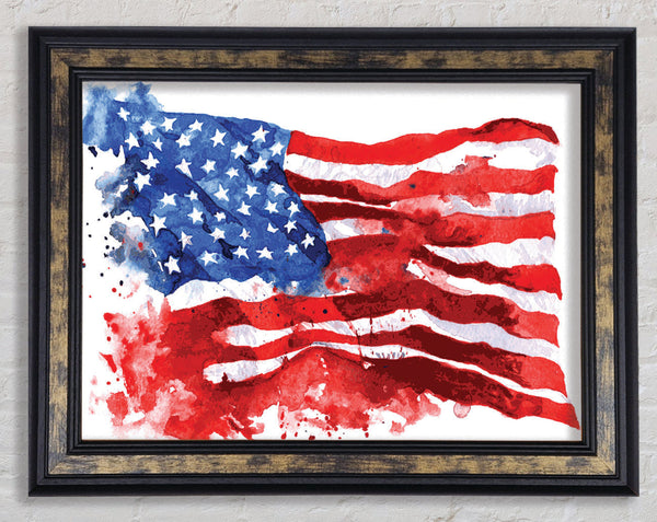 The Ink Splatter American Flag Framed Print