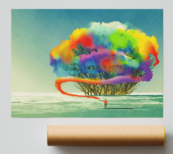 Trees Rainbow Cloud Poster