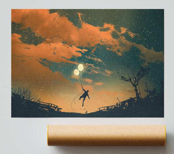 The Two Floating Light Balloons Print