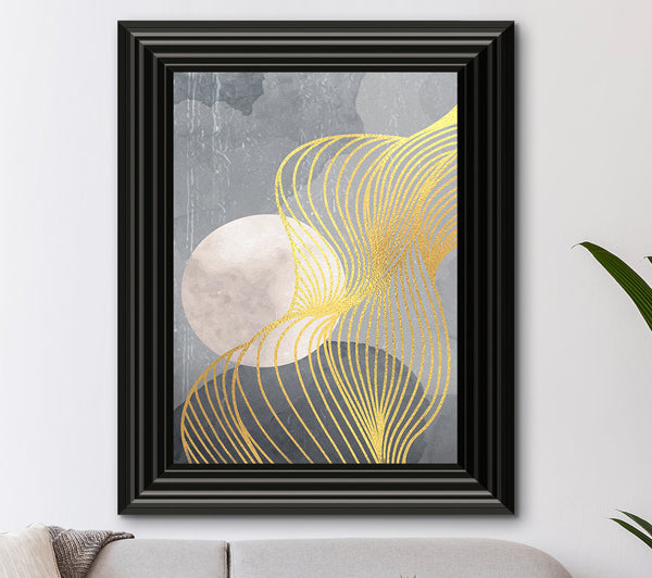Abstrakter Mondlinien-Goldfoliendruck