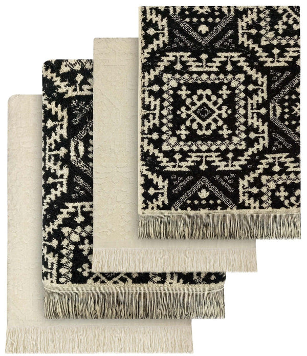 4 Piece Moroccan Towel Set 100% Cotton 500GSM High Absorbency Quick Drying Durable Soft Hand and Bath Towels for Elegant Bathroom Decor by OLIVIA ROCCO