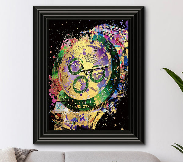Designeruhr mit Graffiti-Goldfoliendruck