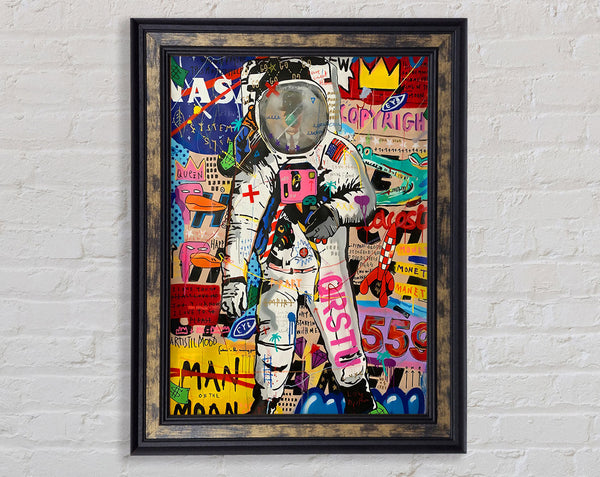 Space Man Graffiti Framed Print