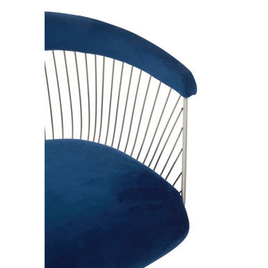 Anzio Navy Blue Velvet And Brushed Silver Chair