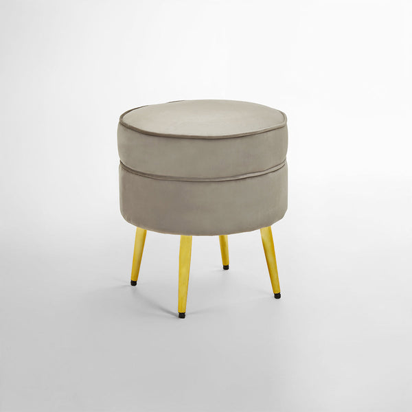 Tamra Round Mink Velvet Gold Leg Footstool