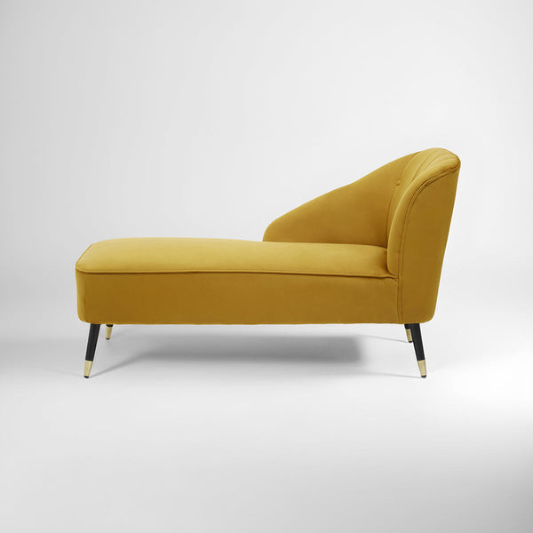 Yvette Mustard Velvet Chaise Lounge