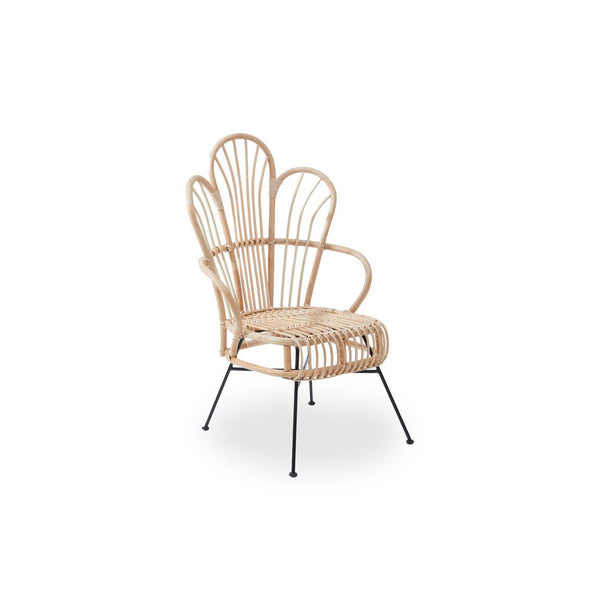 Java Natural Rattan And Black Metal Back Chair