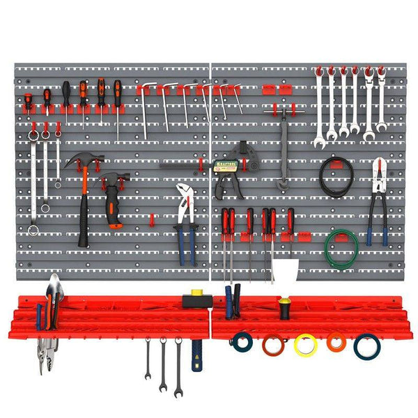 Durhand 54 Pcs On-Wall Tool Equipment Home Diy Garage Organiser Diy Grey/Red