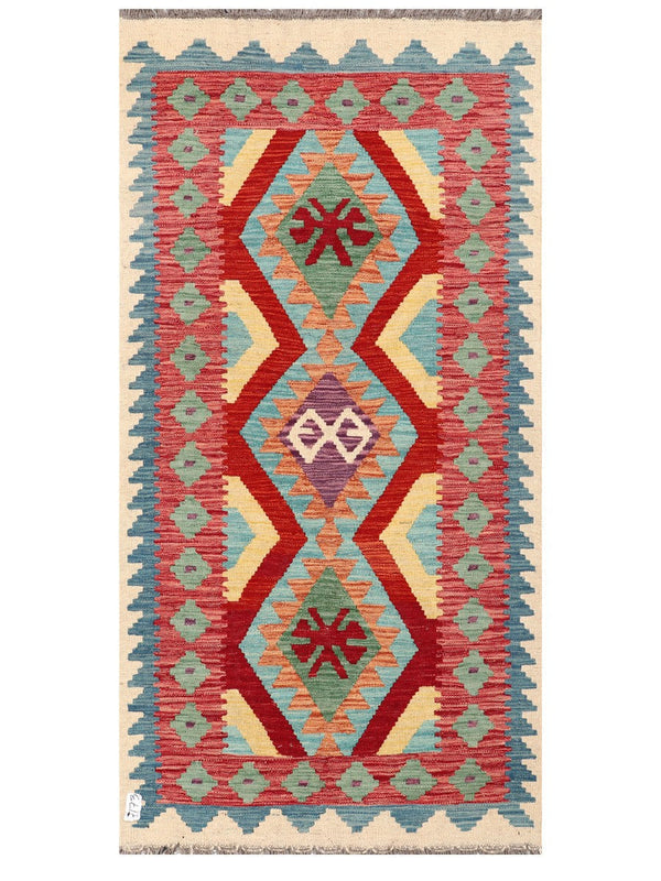 Maimana Afghanistan Kilim Rug - 198 x 99 cm