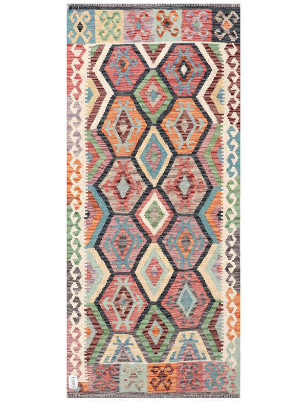 Maimana Afghanistan Kilim Rug - 198 x 87 cm