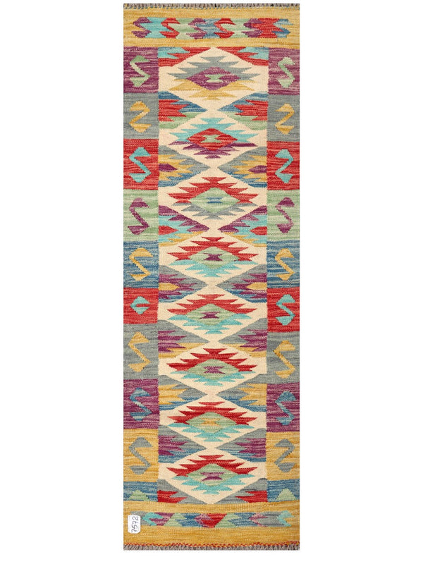 Maimana Afghanistan Kilim Rug - 195 x63 cm