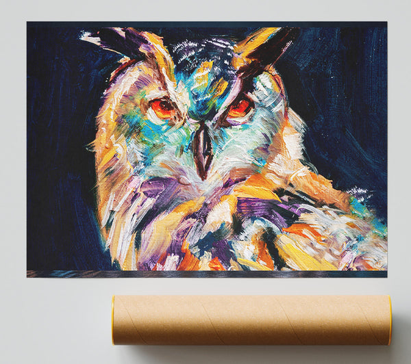 Owl Stare Painting Print