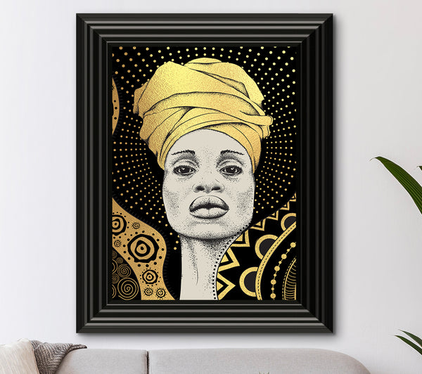 Afrikanische Frau Goldfolie Druck