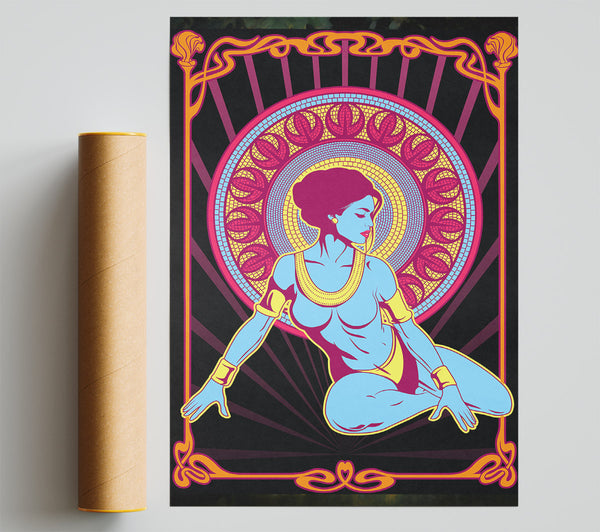 Retro Blue Woman Print