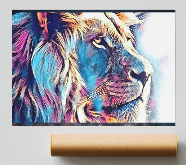 Lion Head Watercolour Poster