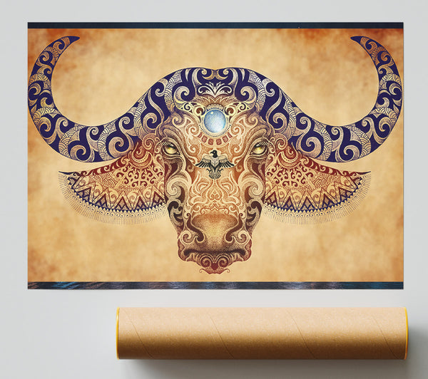 Ethnic Ox Head Print