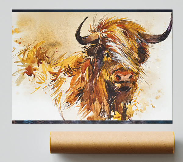 The Highland Cow Illustration Poster