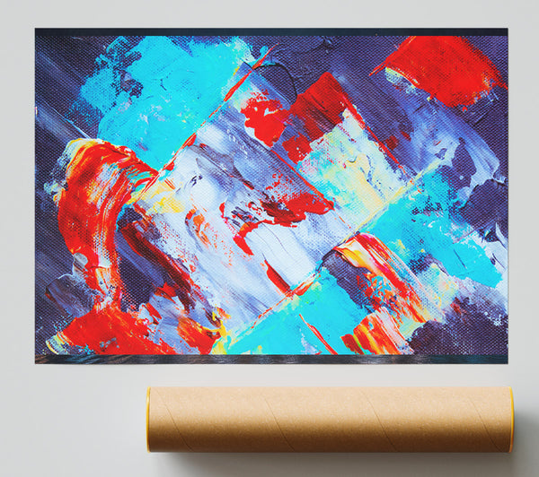 Bold Strokes Of Blue And Red Print