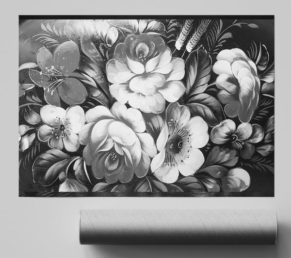 Black And White Flowers Poster