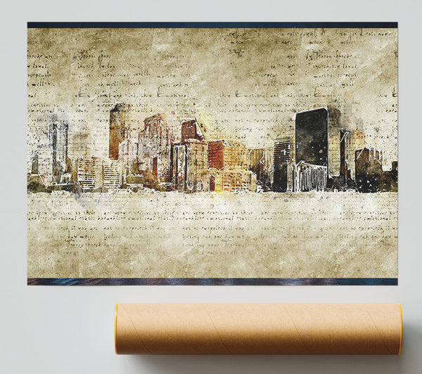 Manuscript City Beige Print