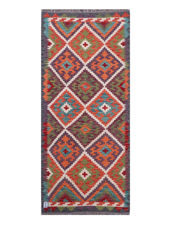 Maimana Afghanistan Kilim Rug - 201 x87 cm