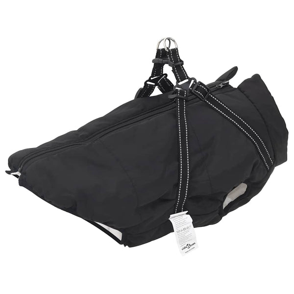 Dog Coat with Harness Waterproof Reflective Black 4XL