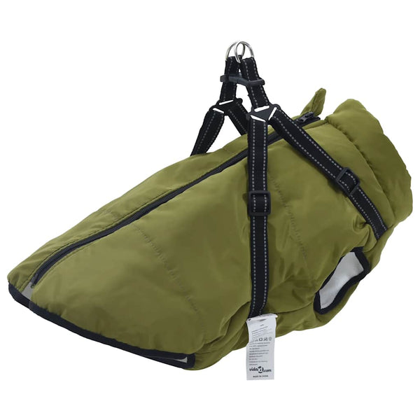 Dog Coat with Harness Waterproof Reflective Army Green 6XL