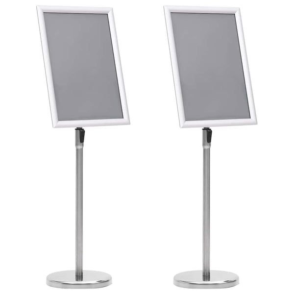 A3 Pedestal Poster Stands 2 pcs Silver Aluminium Alloy