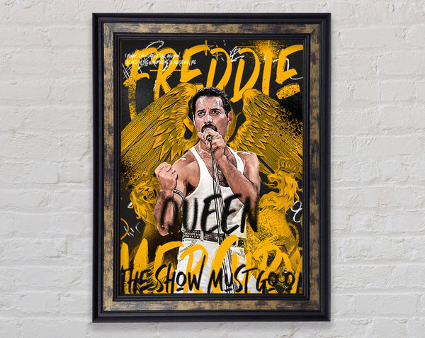 Freddie Mercury The Show Must Go On Framed Print