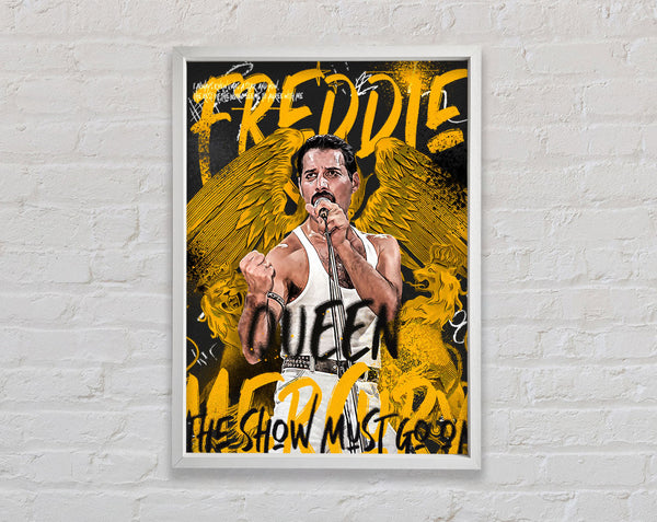 Freddie Mercury The Show Must Go On Framed Print