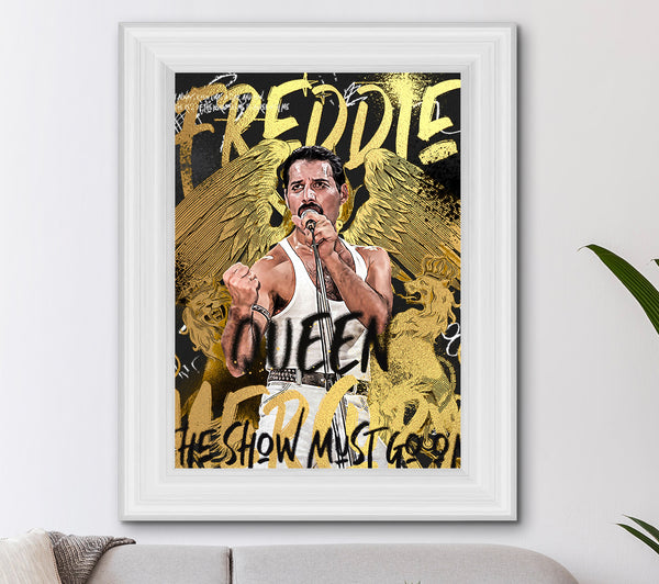 Freddie Mercury Graffiti-Goldfoliendruck