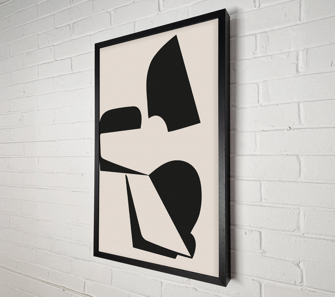  A Canvas Print of Abstract Black Shapes On Beige Canvas Art