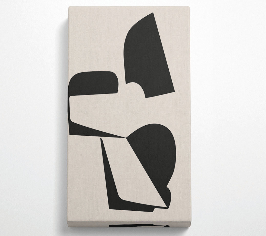  A Canvas Print of Abstract Black Shapes On Beige Canvas Art
