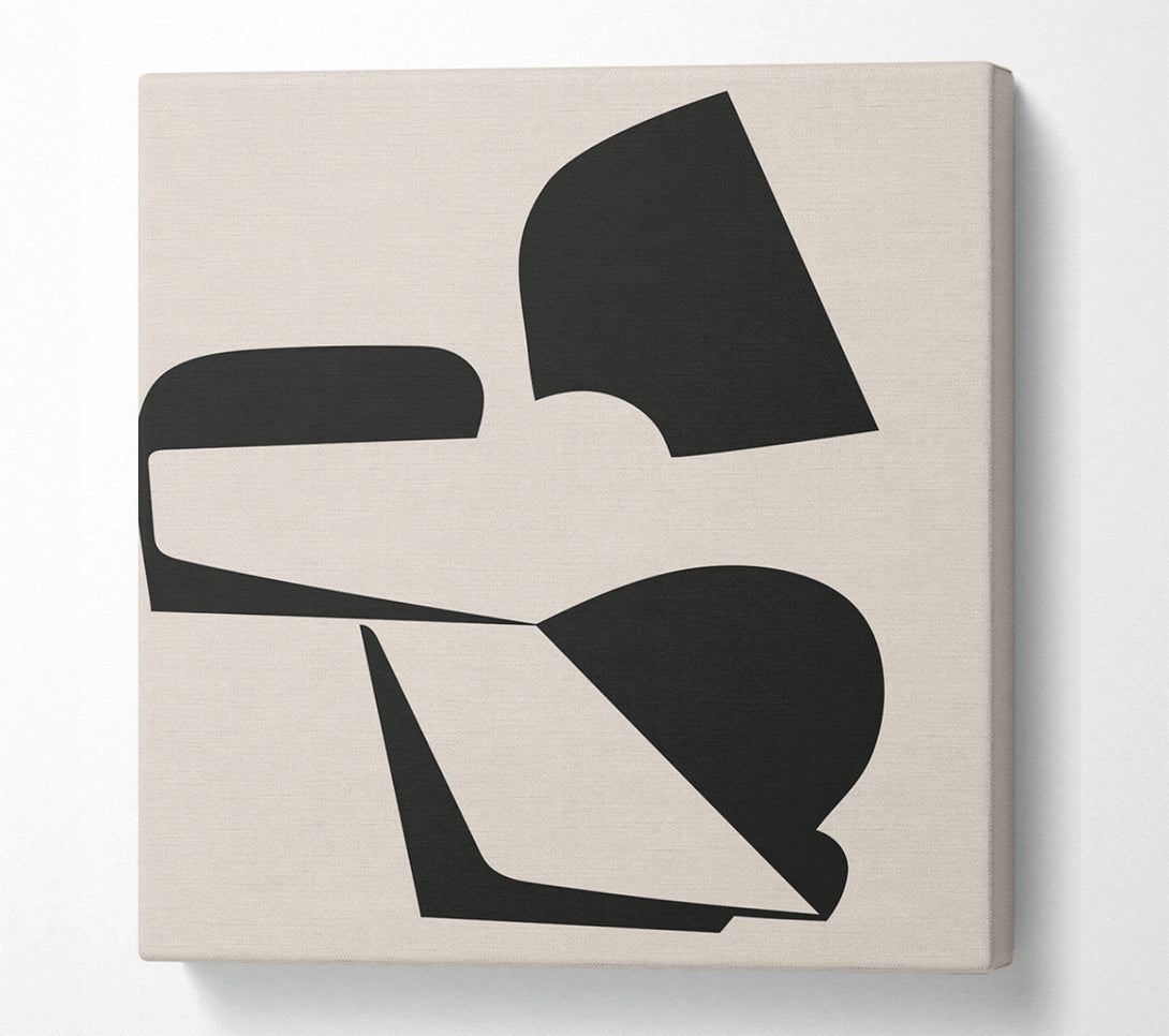  A Canvas Print of Abstract Black Shapes On Beige Canvas Art