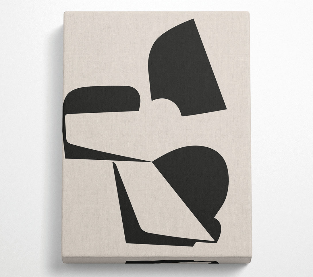  A Canvas Print of Abstract Black Shapes On Beige Canvas Art