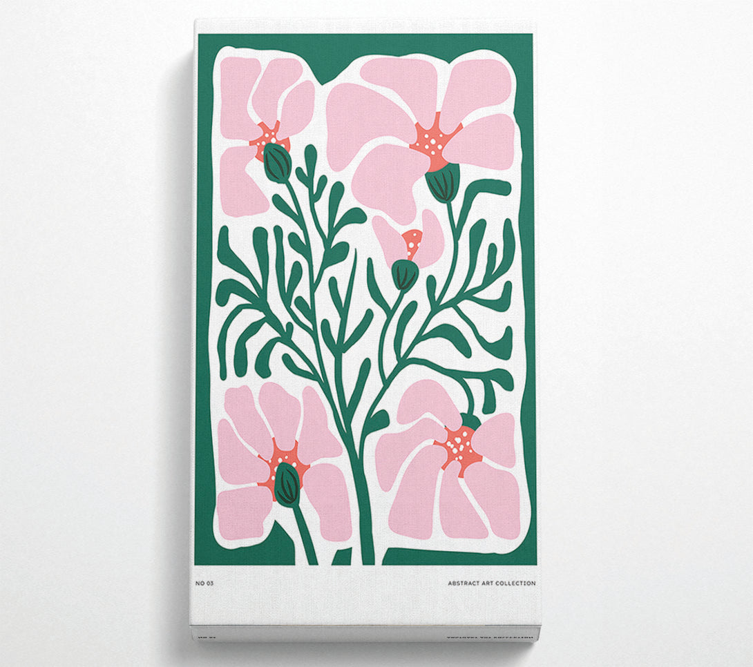  A Canvas Print of Pink Flowers On Green Canvas Print