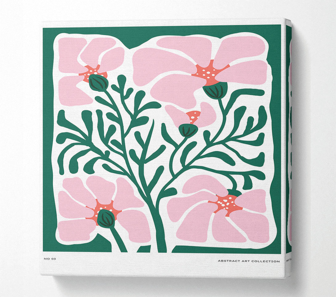  A Canvas Print of Pink Flowers On Green Canvas Print