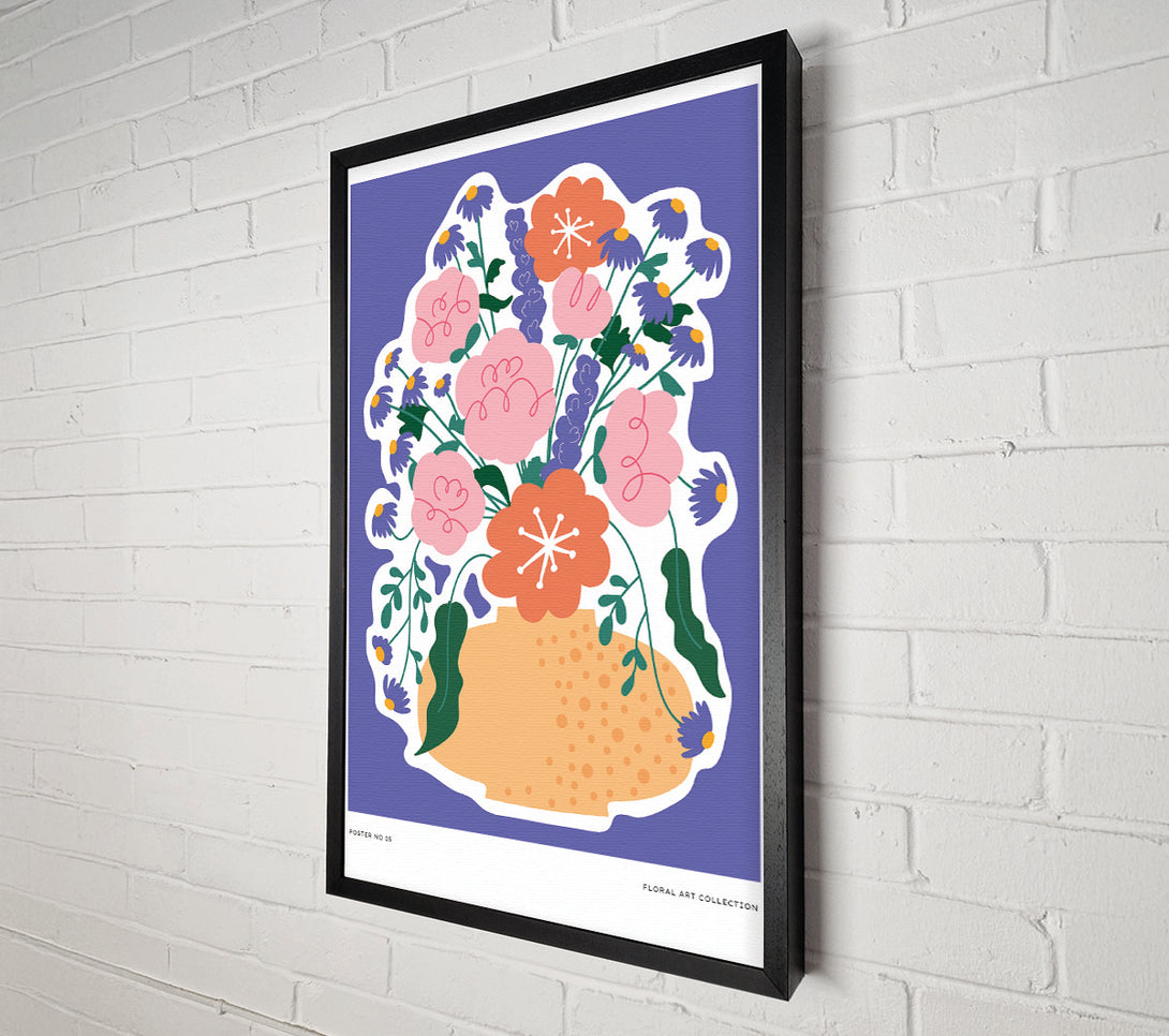  A Canvas Print of The Vase Of Flowers On Lilac Canvas Wall Art