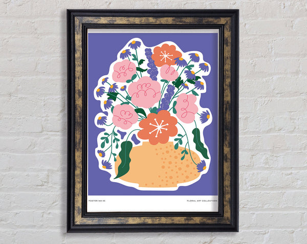 The Vase Of Flowers On Lilac Framed Print