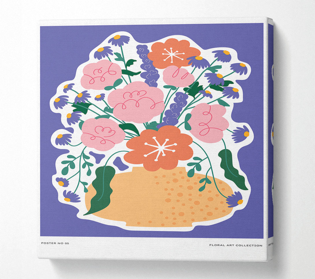  A Canvas Print of The Vase Of Flowers On Lilac Canvas Wall Art
