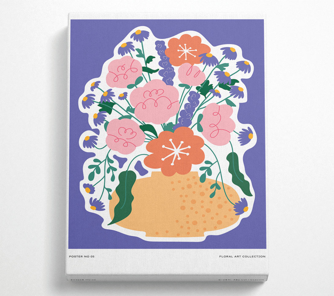  A Canvas Print of The Vase Of Flowers On Lilac Canvas Wall Art