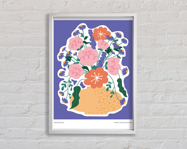 The Vase Of Flowers On Lilac Framed Print