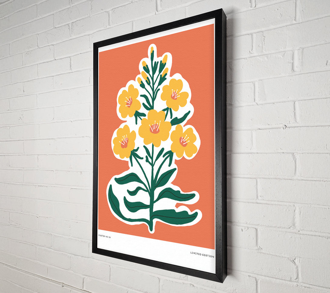  A Canvas Print of Yellow Flowers On Orange Canvas Art