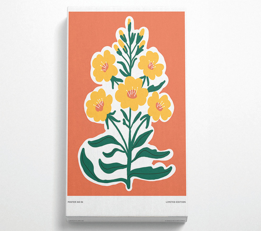  A Canvas Print of Yellow Flowers On Orange Canvas Art