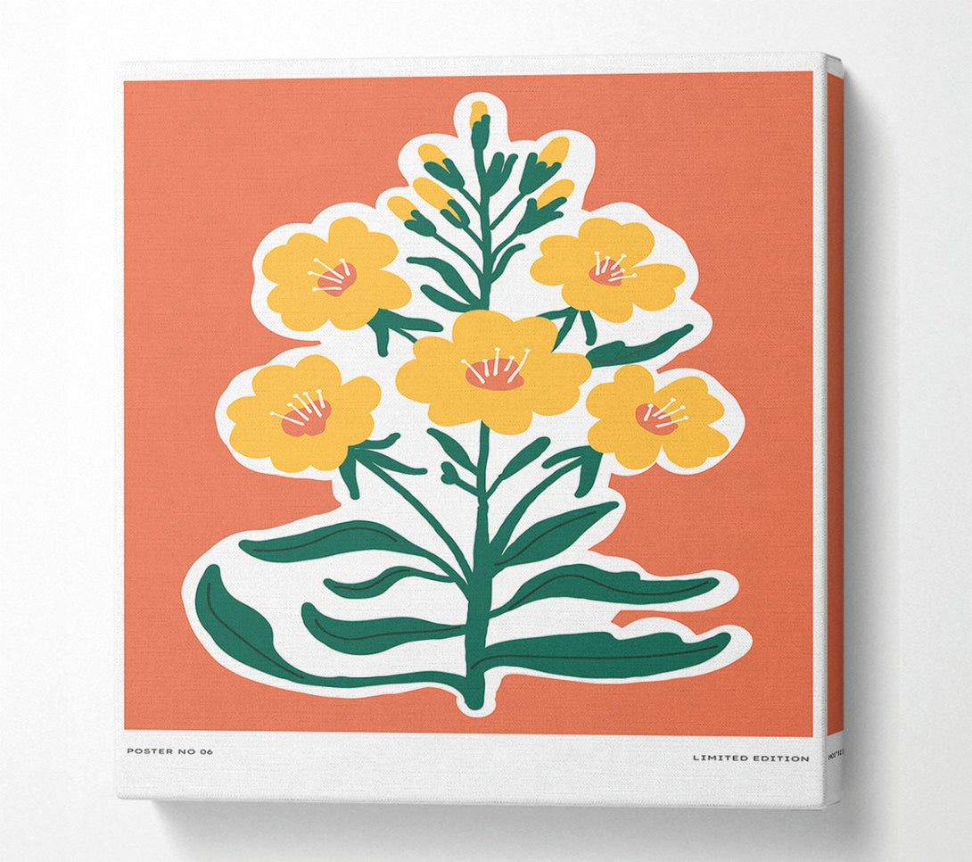  A Canvas Print of Yellow Flowers On Orange Canvas Art
